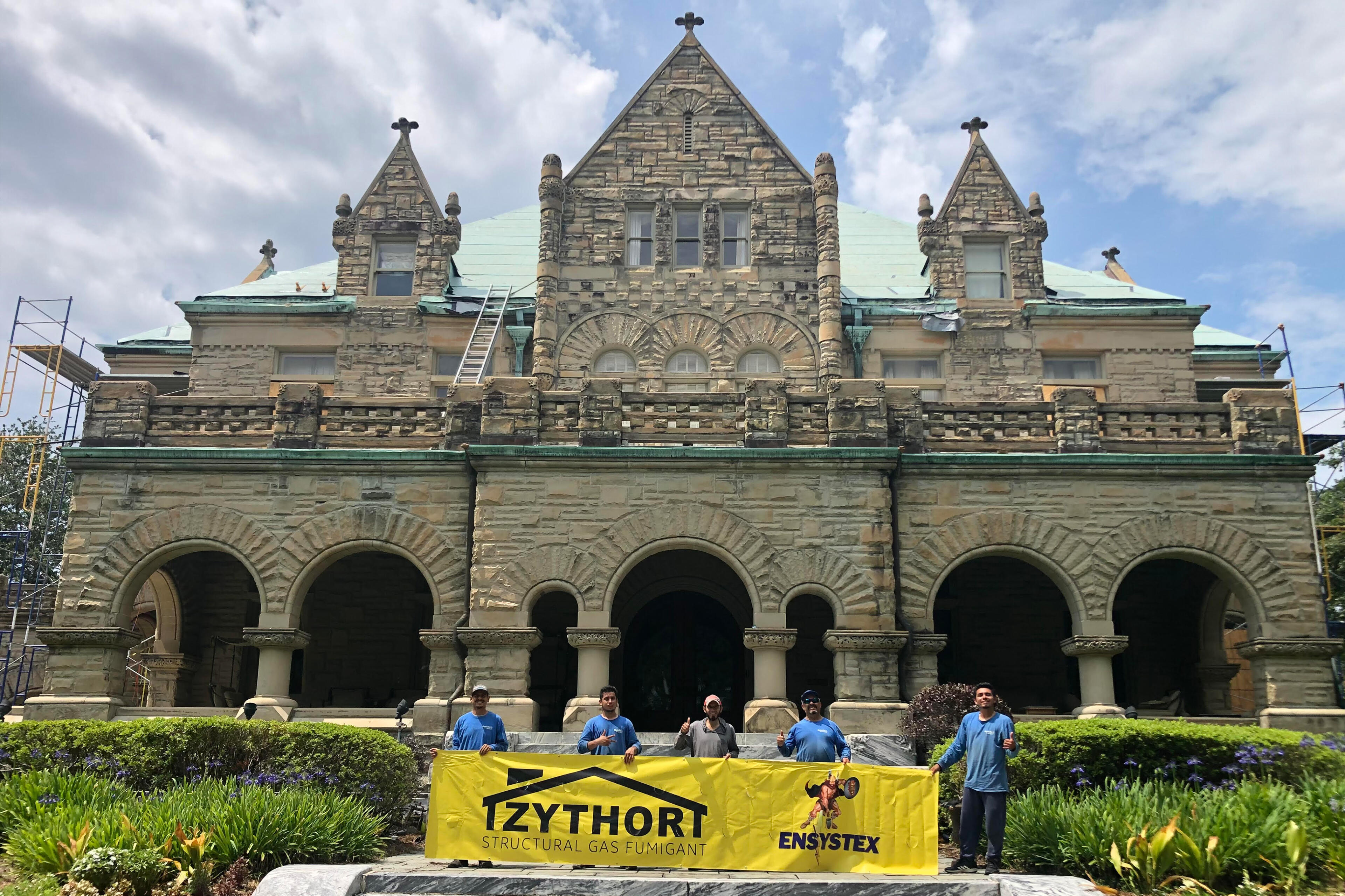 Large historic mansion after being fumigated with ZYTHOR